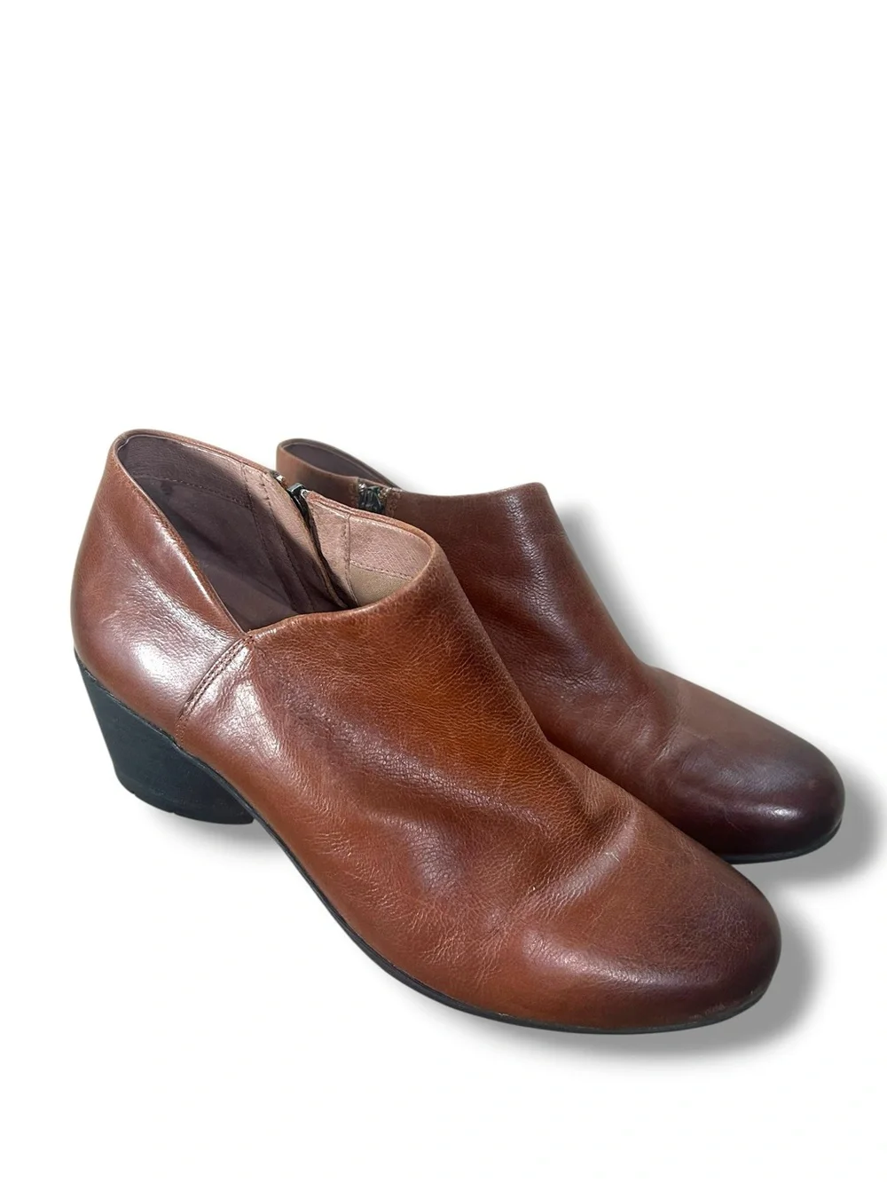 Dansko Women’s Raina Brown Leather Low Heel Ankle Booties Size 41 US 11